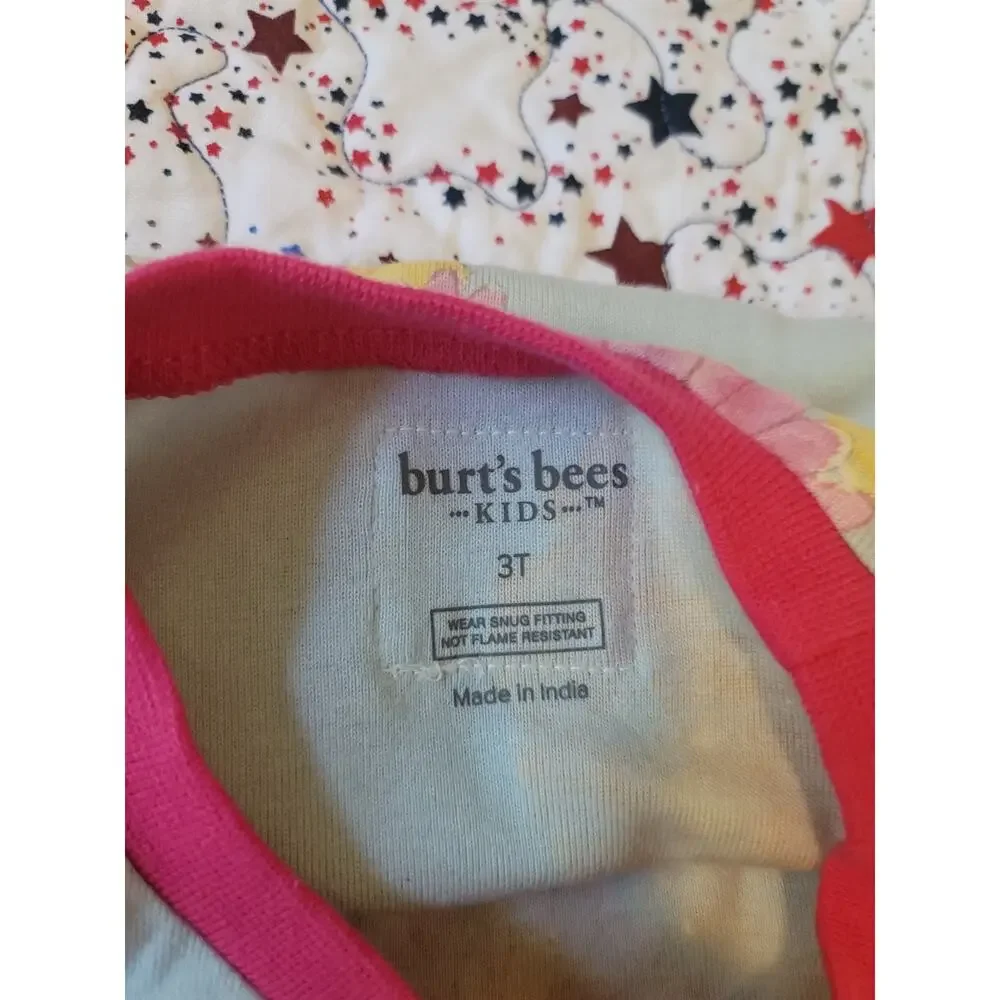 NWT Burt’s Bees 3T Pajama Top Kids Girl’s 100% Organic Cotton Snug Fit Flower 🌼